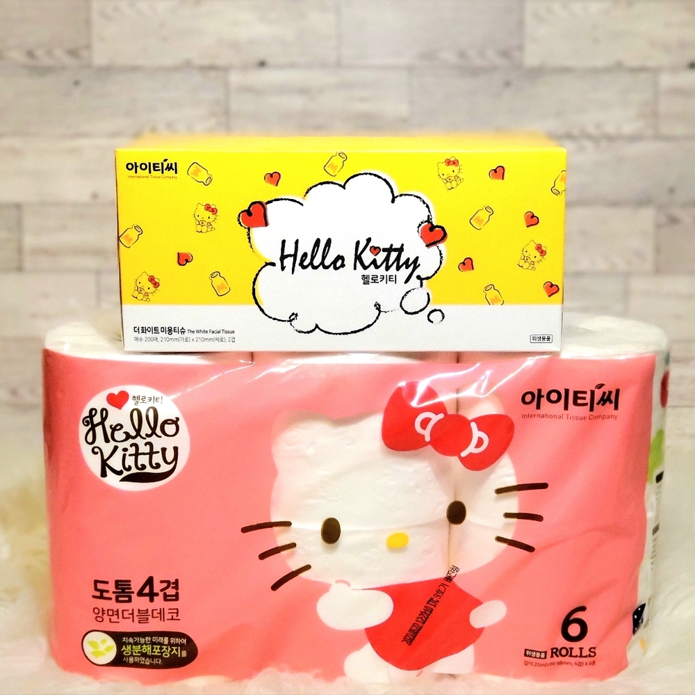 Hello Kitty toilet paper and kleenex